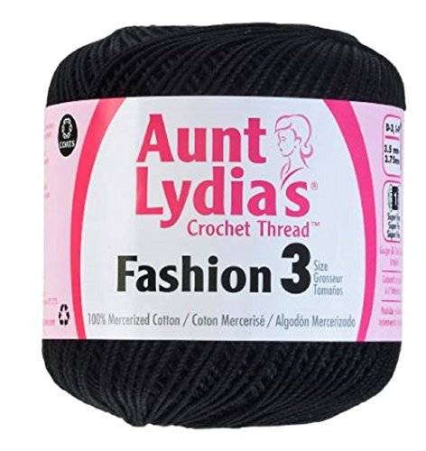 Aunt Lydia's Crochet Thread - Size 3 - (2-Pack) Black - Thumbnail 2
