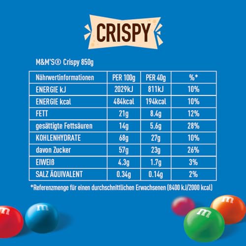 M&M’s Crispy, Schokolinsen, Milchschokolade mit Knusperkern, Großpackung Schokolade für Partys, Schokoladen-Geschenk, 1 x 675g, Für Weihnachten oder als Adventskalender Süßigkeiten thumbnail 2