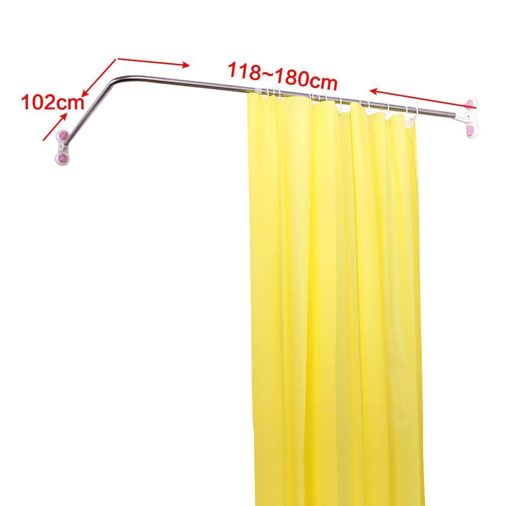 Baoyouni Curved Shower Curtain Rod Suction Cups L Shaped Corner