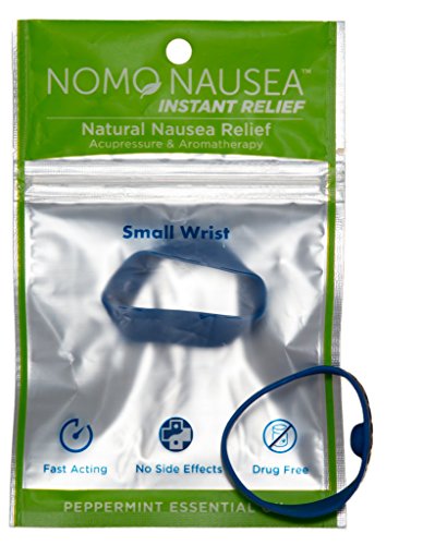 NoMo Nausea Band Blue Small: INSTANT MOTION SICKNESS AROMATHERAPY ANTI NAUSEA BAND for small adult wrists 3.5-6.2 (for Sea Sickness Relief, .) Waterproof Peppermint Scented Sea Bands
