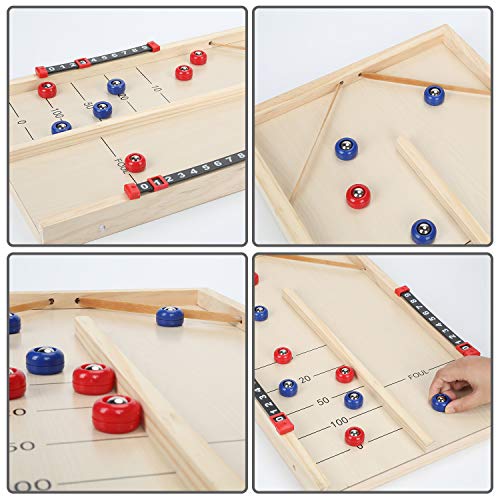 Jinjinle Fast Sling Puck Game Shuffleboard 2 in 1 Table Game Family Fun