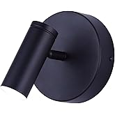 Canarm Kelby Modern Matte Black LED Wall Sconce – 6W Integrated Dimmable Light, 250 Lumens, 3000K, Directional Head, Minimali