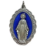 Blue Enameled Our Lady of Grace Blessed Mother Mary