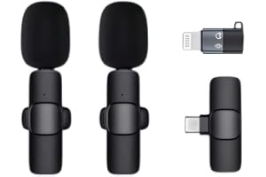 Vyojasharc Wireless Lavalier Microphones for iPhone Android, USB-C/Lightning Plug-Play, Clip-on Mic for Video Recording, Inte