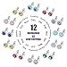Birthstone Stud Earrings, Copper Plated Cubic Zirconia Earrings for Women Blue Topaz/December Herinos