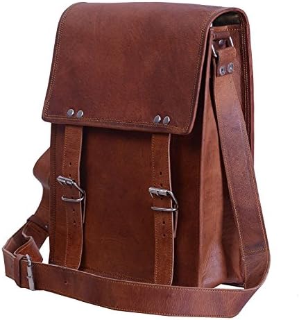 BHAVYA Men's Vintage Buckle Leather bag Cross Body Sling Shoulder Messenger Bag, 3 Compartments (11 inches)