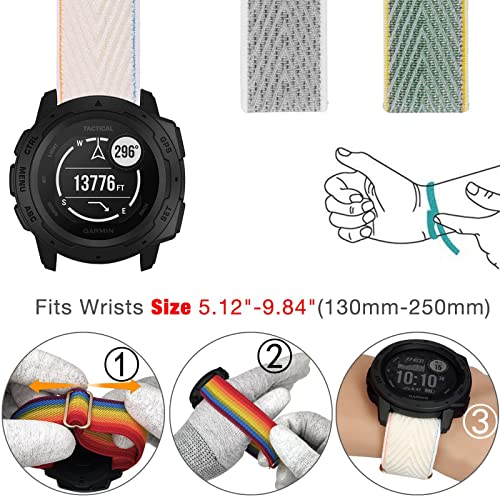 Abanen 22mm Elastic Nylon Watch Bands with Watch lugs for Garmin Instinct 2 Solar, Soft Stretchy