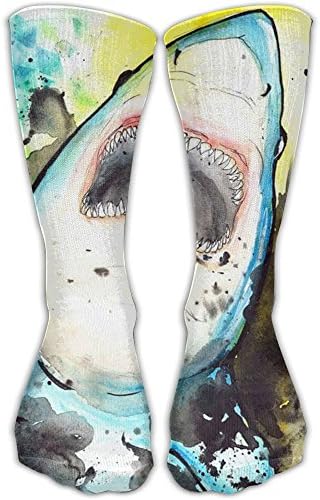 JIN HUA XU Unisex Long Socks Colorful Fierce Shark Sports Baseball Soccer Socking Fashion Crew Casual Socks