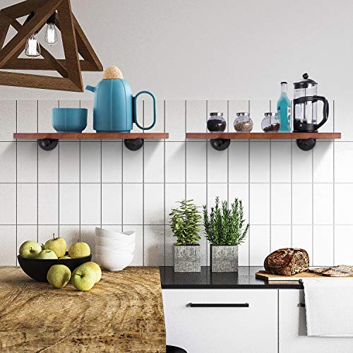 Industrial Black Iron Pipe Shelf Brackets 6 Pack, Elibbren 10.3 Inch