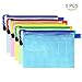 KATEVO Zipper File Bags, Pack of 5, 5 Colors Zippered Water-Resistant PVC Bag Storage Pouch for Women, Men Organizer Document, Business Receipts, Cosmetics, Travel Accessories (A5 9.4''x6.9'')