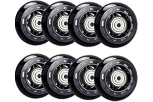 Rfvtgb 8 Pack Inline Skate Wheels, Indoor/Outdoor Roller Skate Wheels, Roller Blade Replacement Wheels with Bearing 64mm