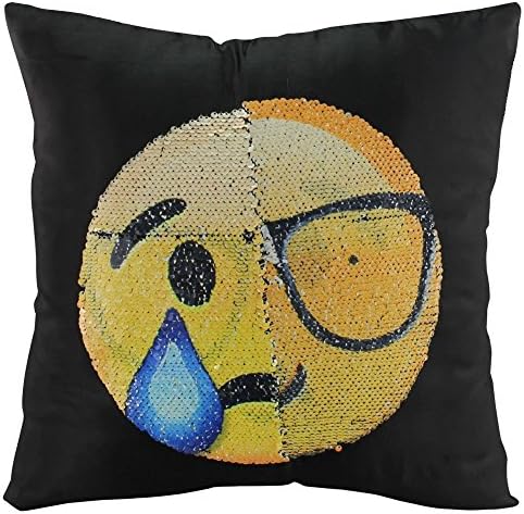 Reversible Sequin Pillow Case - Ehonestbuy Emoji Two Face Throw Cushion Cover Zippered Square Decorative Pillowcase for Sofa Home Decor DIY (Proudly + Sweat)