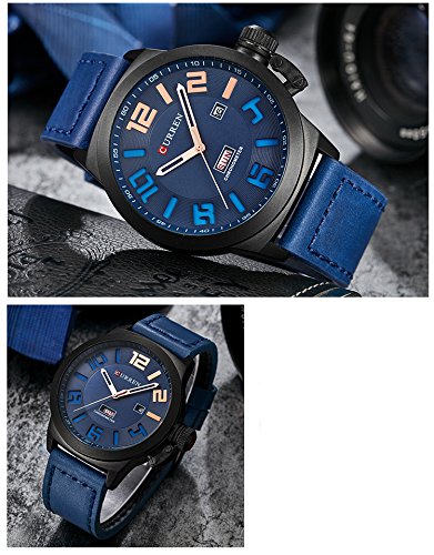 CURREN Reloj Masculino Moda Casual Relojes Hombres Top Brand Luxury Watch Cuero Fashin Relojes de Pulsera Azul - Imagen 5