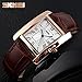MaDong Women's Luxury Square Rose Gold Case Quartz Waterproof Leather Watch MDWH3