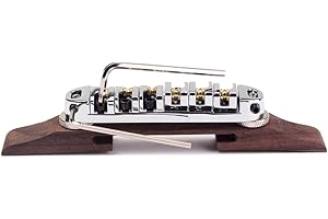 Alnicov Chrome Plated Guitar Roller Saddles Rosewood Bridge Set For Jazz Guitar