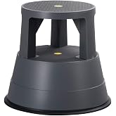 LDAILY Rolling Step Stool, Round Rolling Stool with Wheels Max Load 350 lbs, Non-Slip &amp; Locking Platform, Small Plastic Library Step Stools for Adults &amp; Seniors, Ideal for Kitchen, Home Office, Garage