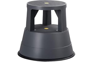 LDAILY Rolling Step Stool, Round Rolling Stool with Wheels Max Load 350 lbs, Non-Slip & Locking Platform, Small Plastic Library Step Stools for Adults & Seniors, Ideal for Kitchen, Home Office, Garage