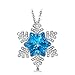 NINASUN Snowflake Necklaces for Women Aquamarine Crystals Fine Jewelry Christmas Sterling Silver Pendant Jewelry Birthday for Wife Girlfriend