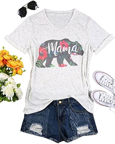 Mom's T-Shirts Sweatshirts Cute Letter Print Mama Summer Colorful V Neck Tshirts for Mom's Gift