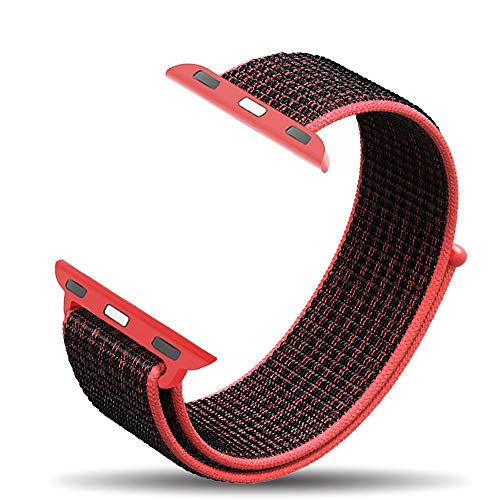 Aifulo Compatible Apple Watch Band 42mm, Soft Lightweight Breathable Nylon Replacement Sport Loop Band for Apple Watch Series 3 Series 2 Series 1 42mm (Bright Crimson)