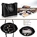 Women Top Handle Satchel Handbags Shoulder Bag Tote Purse Greased Leather Iukio (Black)