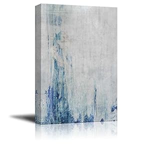 Abstract Painting of a Lady in a Blue Dress and Silver Stripes Over It - Canvas Art Home Art - 12x18 inches