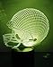 Loveboat 3D LED Lamp Night Light 3D Illusion Lamp Football Helmet Baseball Cap Desk Table Lamp USB Powered Optical Illusion Night Light as Home Decor and Best Gift (Football Helmet)