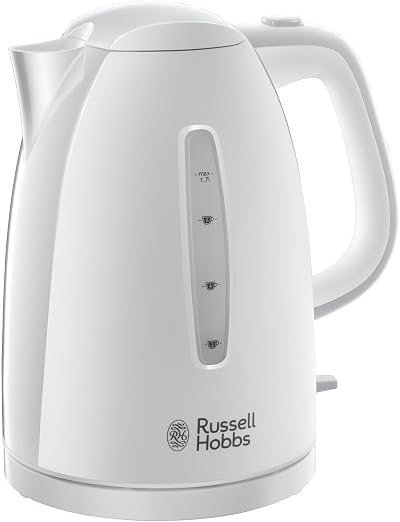 Russell Hobbs Textures 1.7L Electric Kettle White 3KW Fast Boil Push Lid