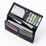Women NFC RFID Blocking Wallet Black Slim Secure Credit Card Case For Ladies 11 Slots