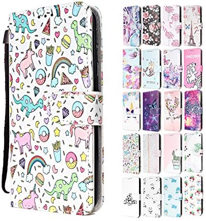 Coeyes Leather Wallet Case for Samsung Galaxy A20 / A30 Flip Cover with Unicorn Dinosaur Pattern Design Card Holder Slot Folio Silicone Bumper Protective Skin Shell Shockproof