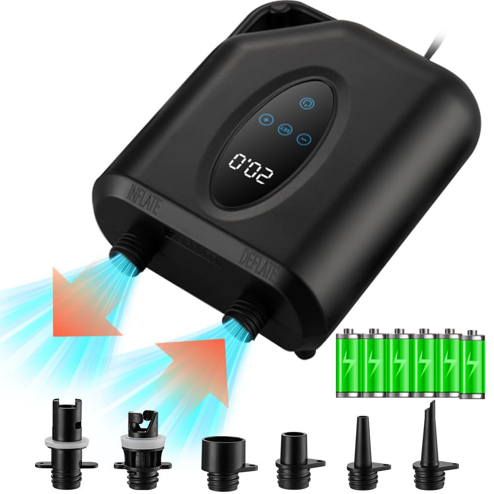 OBEST Rechargeable Paddle Board Pump Electric SUP Pump, 20PSI High Pressure 12000mAh with Dual Stage Inflator/Deflator, 12V Auto-off Portable Inflatable Air Pump for Kayak, Wing, Tent, Boat