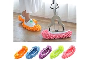 Mop Socks,Mop Slippers Shoes,Microfiber Slippers,Washable Microfiber Moppers,Reusable,Washable,Dry The Floors for House Offic
