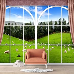 Wall Murals for Bedroom Vies from French Window Design Removable Wallpaper Peel and Stick Wall Stickers - 66x96 inches