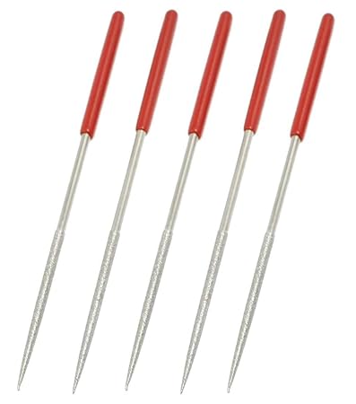 Digital Craft 5pcs Diamond Needle Round Files Set Jewelry Metal Glass Stone Wood Carving Craft Grinding Sewing Hand Tool Sets 140mmx3mm Plastic Handle Round Type Diamond Files Set