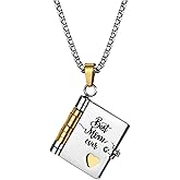 Rofusn My Little Star Book Necklace: 6 Page Openable Stainless Steel Book Pendant Gifts To My Incredible Mom from Daughter and Son Memory Jewelry