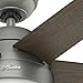 Hunter Fan Company, 59267, 46 inch Anslee Matte Silver Ceiling Fan with LED Light Kit and Pull Chain