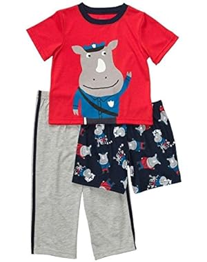 Carters Infant Boys 3 Piece Rhino Cop Outfit Tshirt Shorts & Pants Pajamas