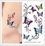 Niwota 6 Sheets Butterfly & Lotus & Water Lilies Tattoo Trendy & Beautiful & Fresh & Waterproof Tattoo