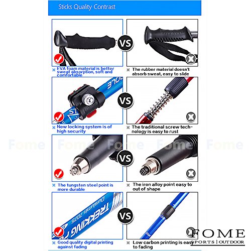 FOME SPORTS|OUTDOOR Folding Collapsible Alpenstocks Ultralight Trekking Pole Climbing Stick for Travel Hiking One Year Warranty - Thumbnail 3