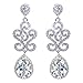 EVER FAITH Art Deco S-Shape Teardrop Pierced Dangle Earrings Flawless Zircon