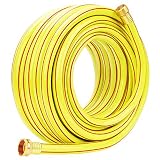 Homes Garden Hoses Heavy Duty 5/8 inch Garden Hose 75 ft Yellow Water Hose Commercial Light Brass Coupling Fittings for Household, Industrial 5 Years Warranty #G-5206