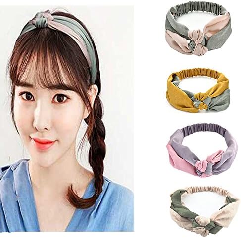 4 Pack Fashion Women's Hair Band Elastic Braided Cross Head Wrap Twisted Headband