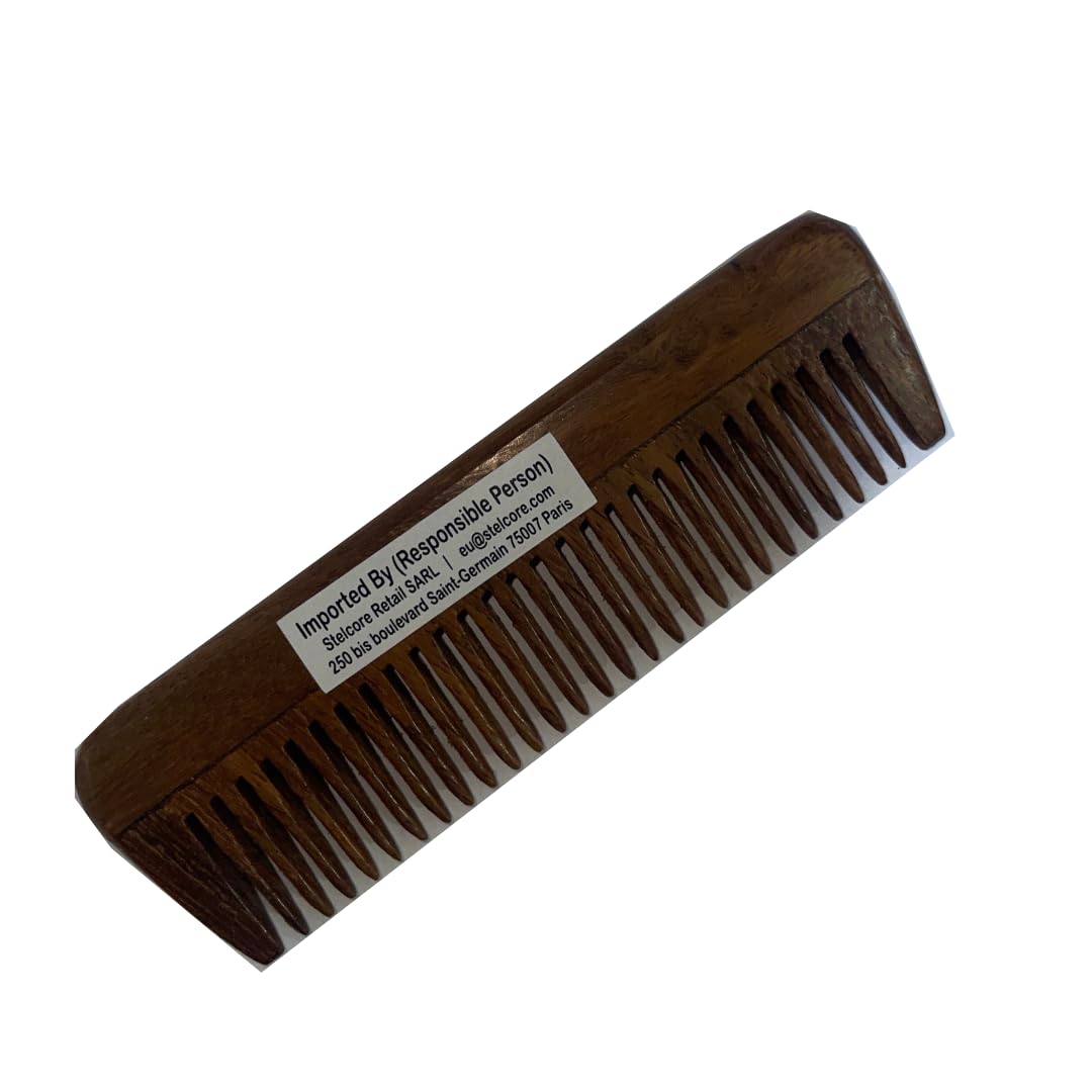 SVATV HANDCRAFTED ROSEWOOD COMB FOR DETANGLING HAIR FOR THICK, CURLY AND WAVY HAIR, NON-STATIC AND ECO-FRIENDLY WITH WIDE TOOTH FOR GROOMING HAIR COMB - (S-16)