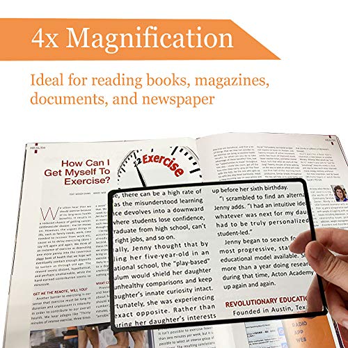 Magpro Full Page Magnifying Sheet 4.75" x 7" Set -Bonus 2 Bookmark Magnifier with Ruler & 2 Card Magnifier for Reading Books, Magazine, Newspaper & People with Low Vision - Thumbnail 4