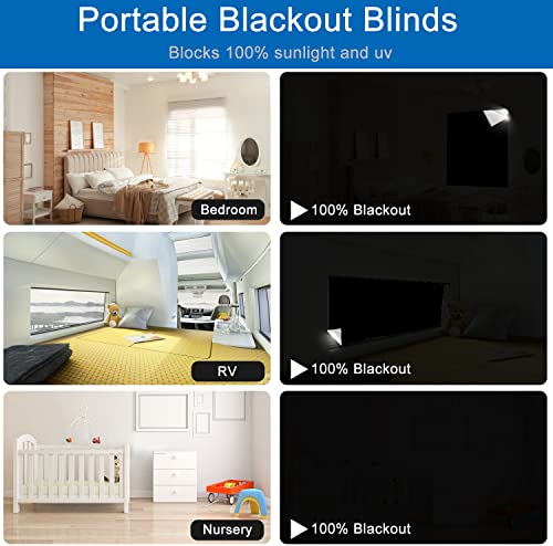 100% Blackout Blind Magnetic Portable Blackout Curtains 118 x 57Inch,Black Out Window Cover with Strong Magnet No Drill Cuttable Window Shades for Bedroom,Nursery,Rv,Media Room (Black)