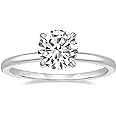 EAMTI 1.5CT 925 Sterling Silver Engagement Rings Round Cut Solitaire Cubic Zirconia CZ Wedding Promise Rings for Her Wedding Bands for Women Size 3-11