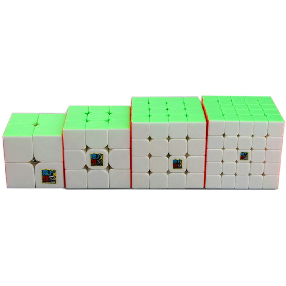 Gobus MoYu MoFangJiaoShi Magic Cube 2x2 3x3 4x4 5x5 Magic Cube Stickerless Puzzle Cubes Set, Pack of 4 Puzzle Cubes Collection Gift Set
