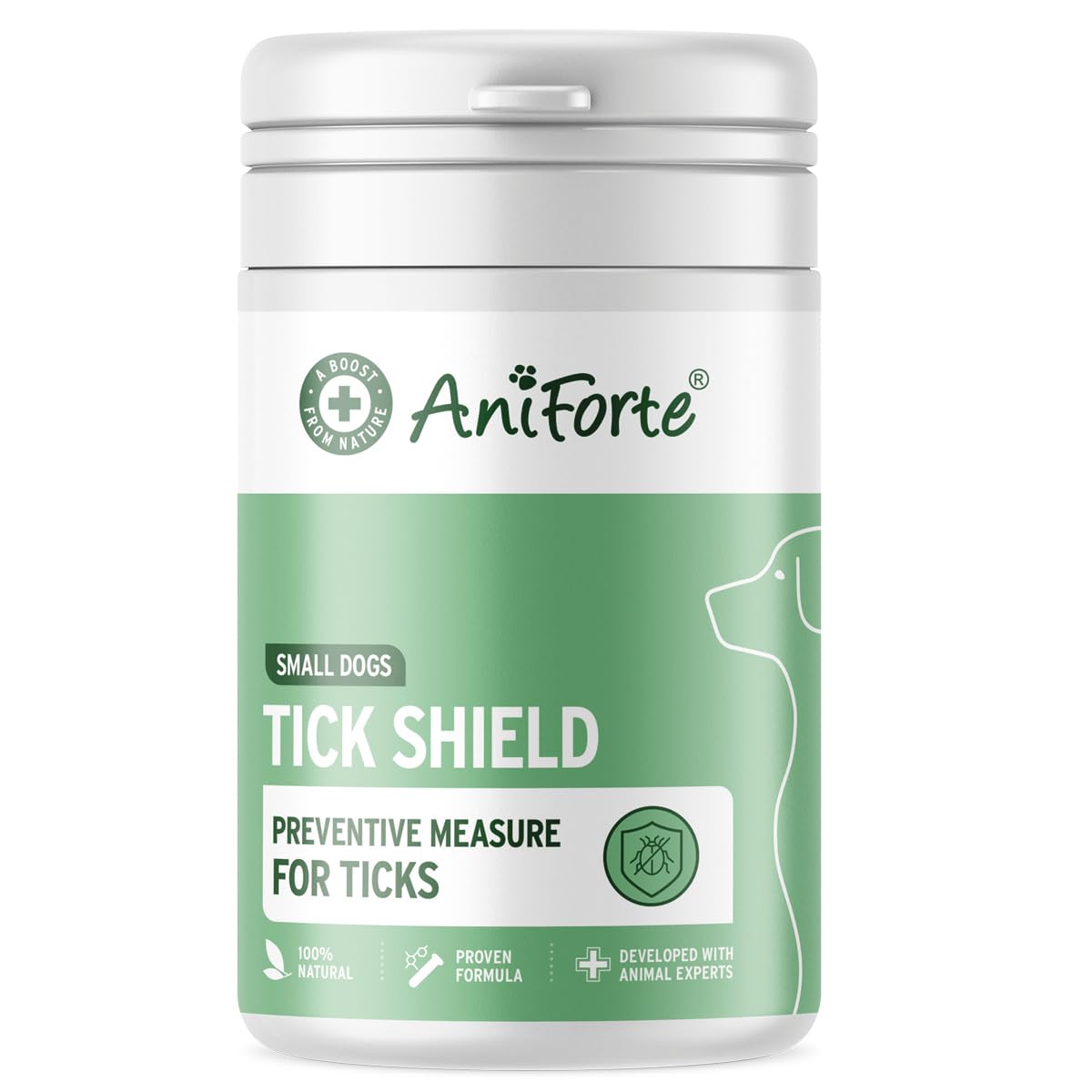 AniForte tick protection for dogs (small to 10kg) 60 capsules - Natural tick shield through skin barrier, tick repellent for parasites, prevention of tick bites, tick tablets for tick protection