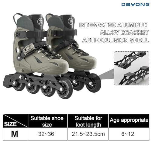 DAYONG Roller Skates for Kids, Adjustable Inline Skating Shoes with 8 Light Up Wheels and Double Adjusting Buckle, Dual Mode Breathable Rollerblades for Beginners, Kids, Adult.