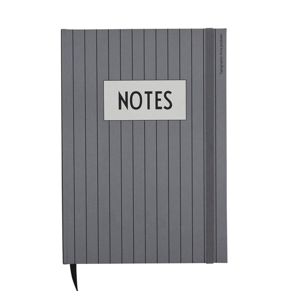 Design Letters Classic Notebook (Grey) – Fashionable Notebook for Personal Thoughts, Work or Sketches, for School and Work, Lined Wooden-Free Paper, 146 Pages, L: 21 x W: 14,8cm